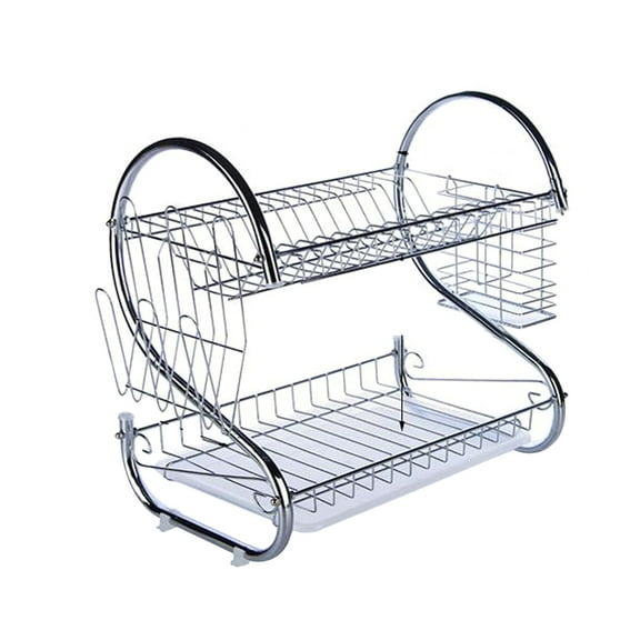 GOOHOCHY Kitchen Dish Cup Drying Rack Drainer Dryer Tray Cutlery Holder Organizer 45x25x39cm