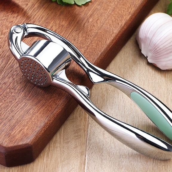 GOOHOCHY Arc-Shaped Garlic Mincer Manual Crusher Kitchen Tool Zinc Alloy Green 1Set