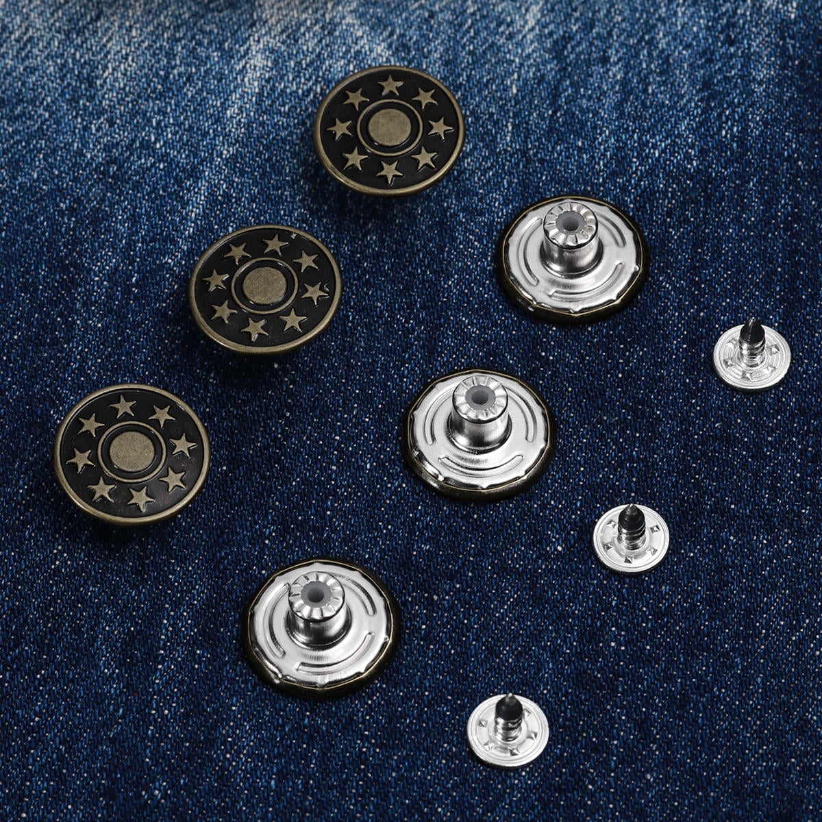 Mobutofu 50Pcs Star Pattern Jeans Tack Buttons in Dark Green Metal for Easy Sewing-Free Use