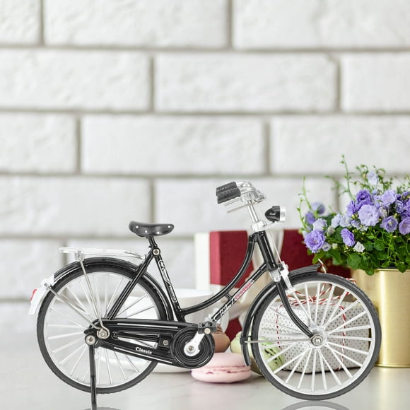 GOOHOCHY Lifelike Black Bike Model Sculpture for Home Decor and Office Accent Alloy Rubber Material 7.5 x 3 x 3.5 Inches