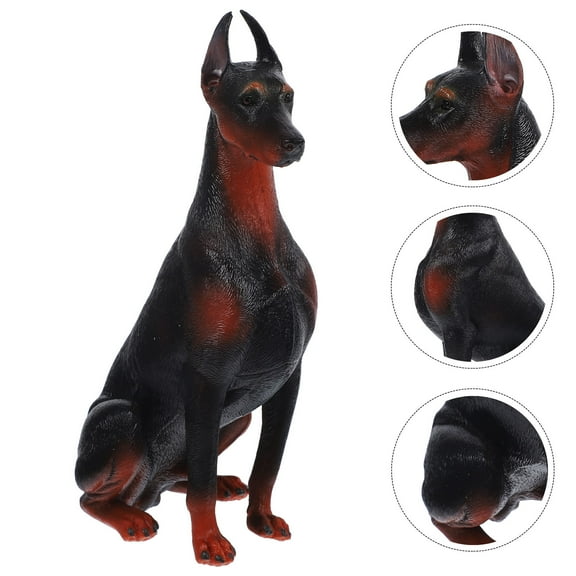 FUEENIRVA Simulation Doberman Figurine Black Plastic 1Pcs for Dog Enthusiasts Home Decoration