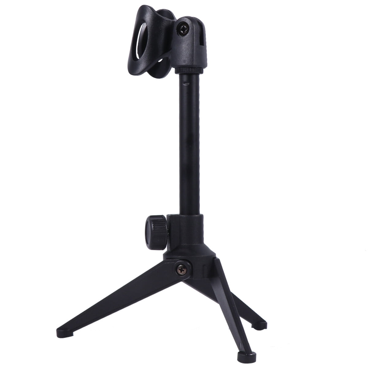 GOOHOCHY Liftable Microphone Stand Triangle Desktop Microphone Rack Stand for Music Anchor (Black Plastic Pattern)