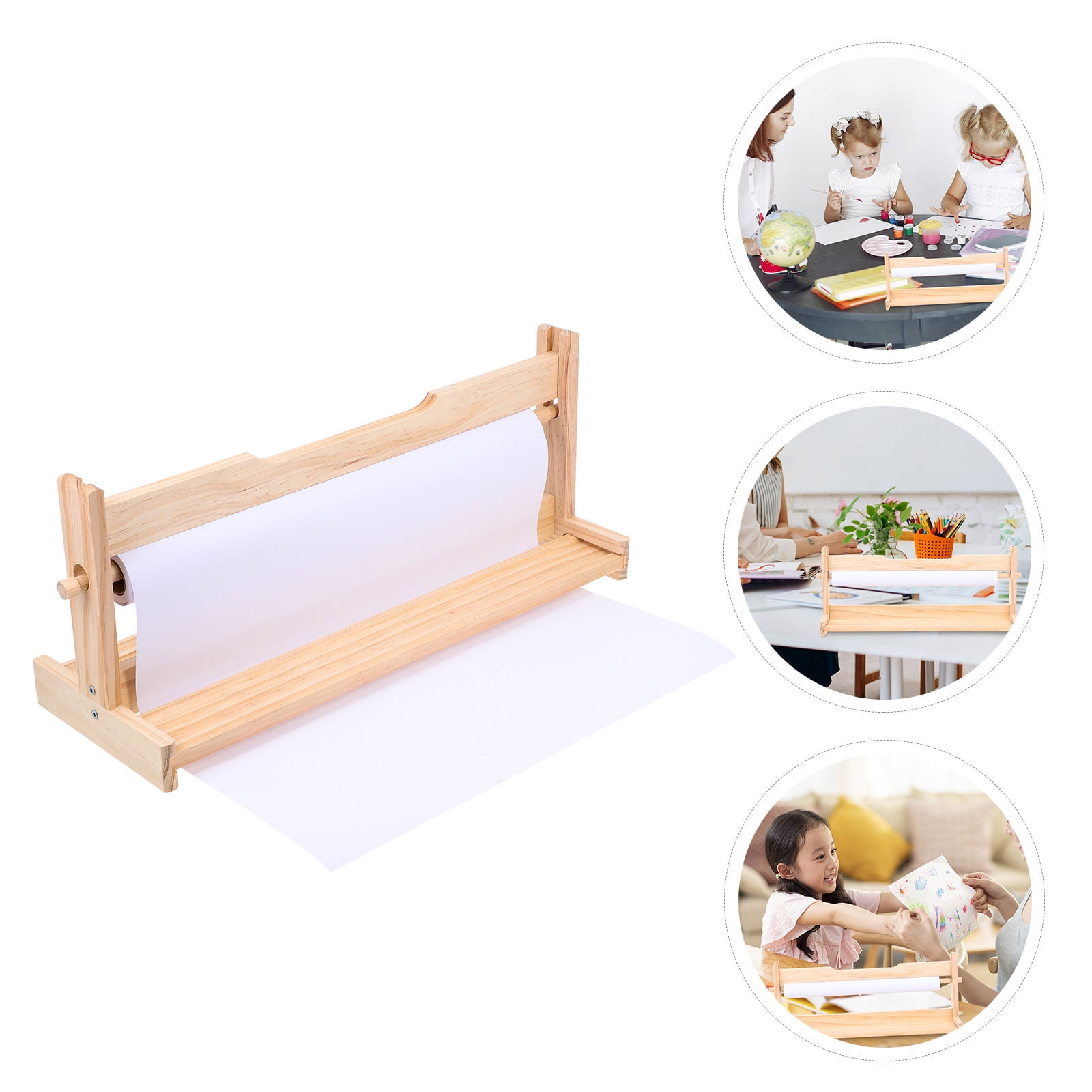 GOOHOCHY Light Brown Painting Paper Roll Stand for Kids Artwork and ...