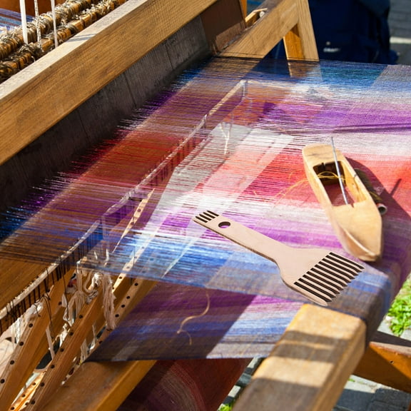 HONMEET Beige Wooden Weaving Tool for , Dual-Headed Portable Handheld Weaving Accessory for Crafts and Projects