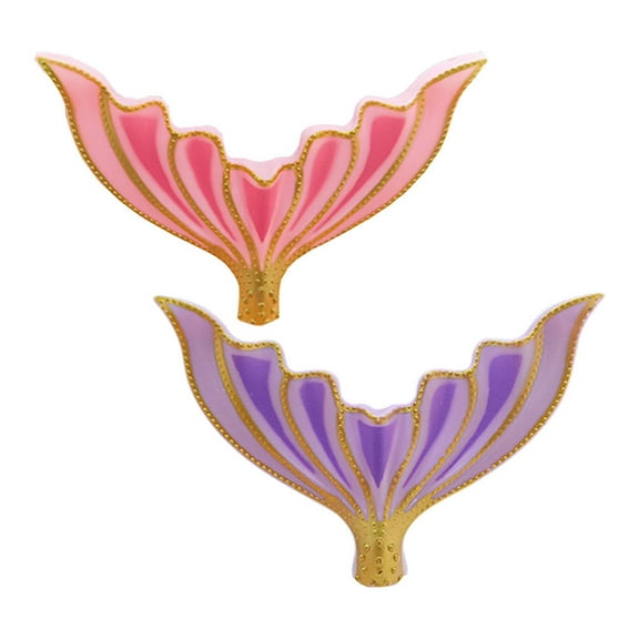 FUEENIRVA Fishtail Shaped Cake Toppers Assorted Color Plastic for Home and Bakery Use 2Pcs