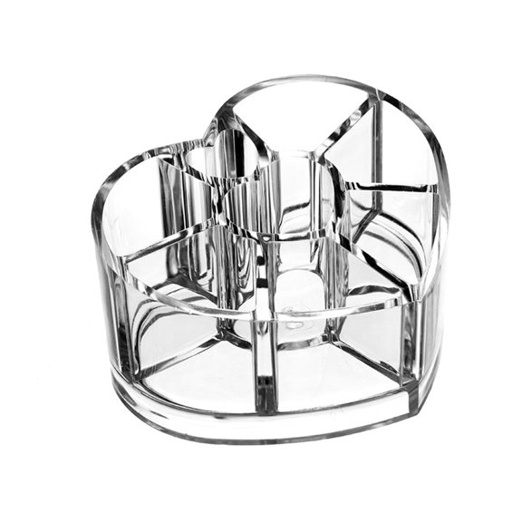 GOOHOCHY Lovely Heart-Shaped Cosmetics Storage Box Transparent Acrylic Desktop Dressing