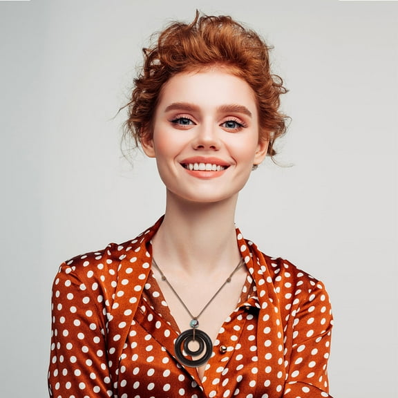 GOOHOCHY MLINS Retro Boho Wooden Necklace for Women Long Circle Pendant Necklace 1 Set Fashionable Bohemian Jewelry for Lady