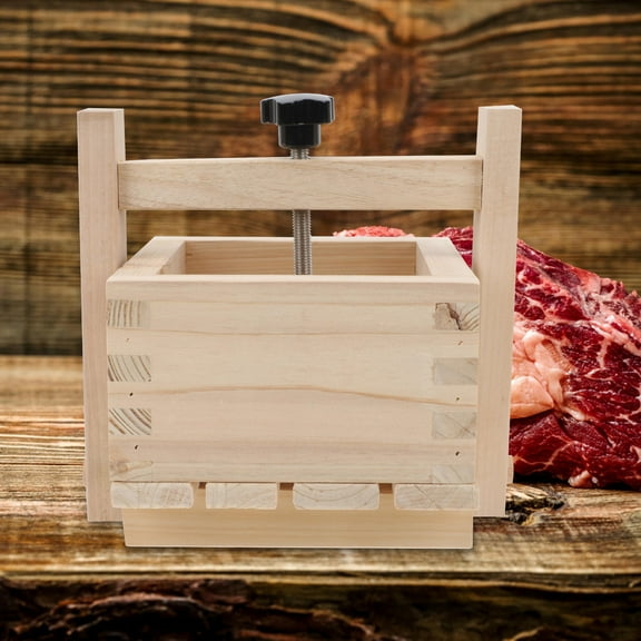 GOOHOCHY Wooden Manual Meat Press Mold for Kitchen Use, Cake and Food Shaping Tool for Home Cooking and Baking