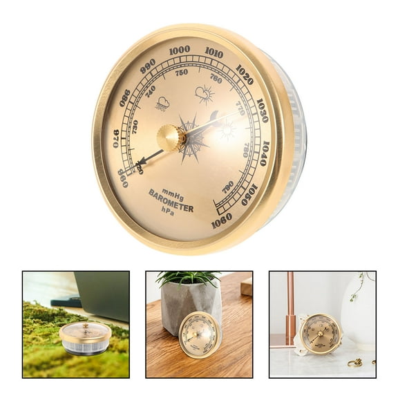 GOOHOCHY Marine Wall Mounted Barometer Air Pressure Gauge Small Golden