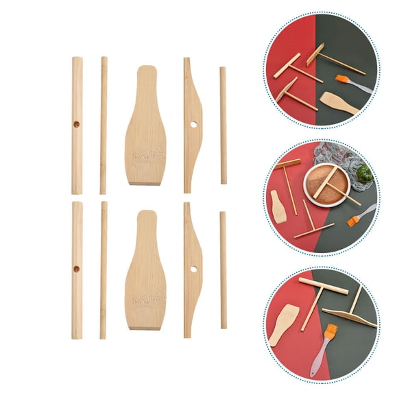 GOOHOCHY Masteelf 2 Sets Bamboo Pancake Scraper for Household Pancake Making Spatula and Pancake Spreader Spatula