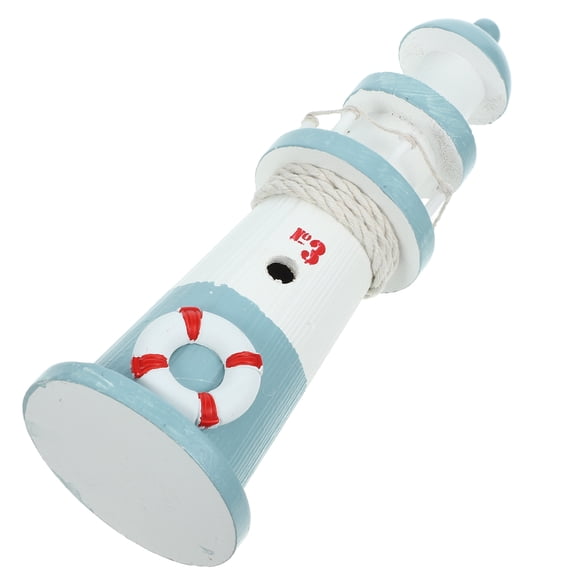 GOOHOCHY Mediterranean Style Wooden Lighthouse Ornament for Decoration Skyblue Gentle and 4.5 Inches