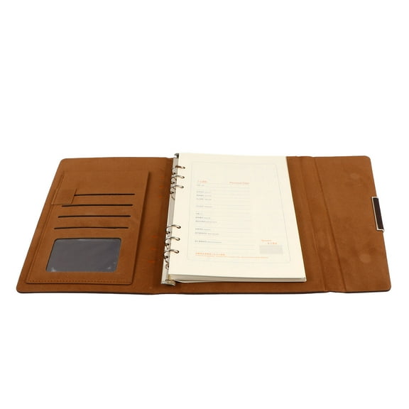 GOOHOCHY Meeting Notebook Business Notebook PU Notepad Travel 23.5X17cm Coffee