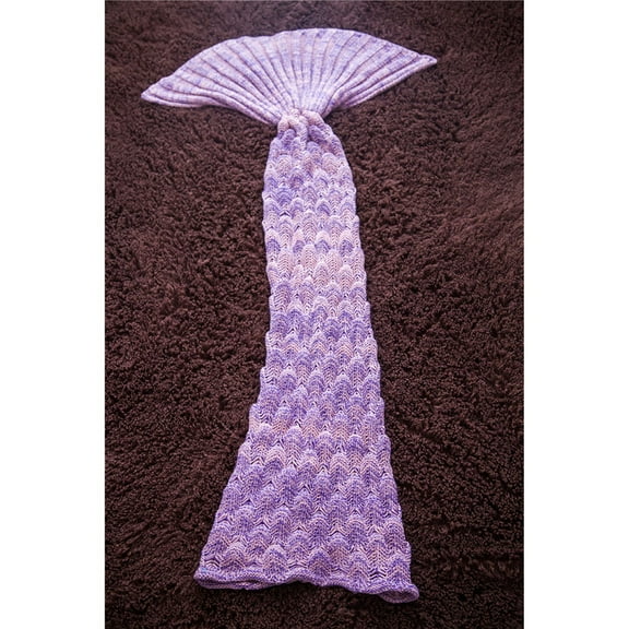 GOOHOCHY Mermaid Tail Blanket for Kids Purple Acrylic Fibers Keep Warm in Living Room 50x60 inches