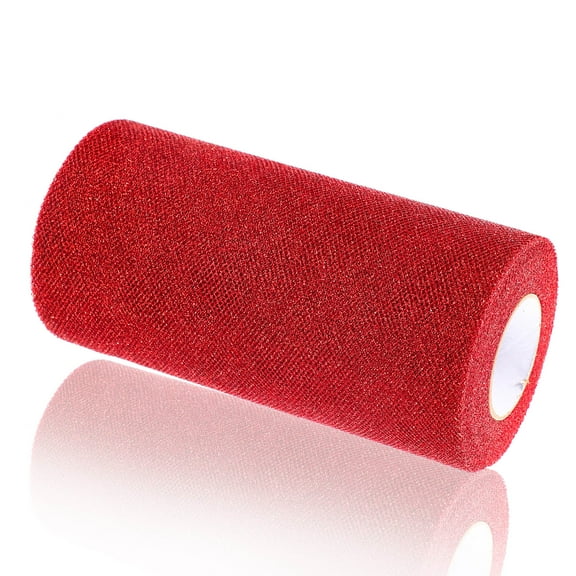 GOOHOCHY Mesh Craft Roll Glitter Tulle Red Gold 0.01X15X2280Cm For Hats Shoes Costumes Holiday Decorations 1 Roll