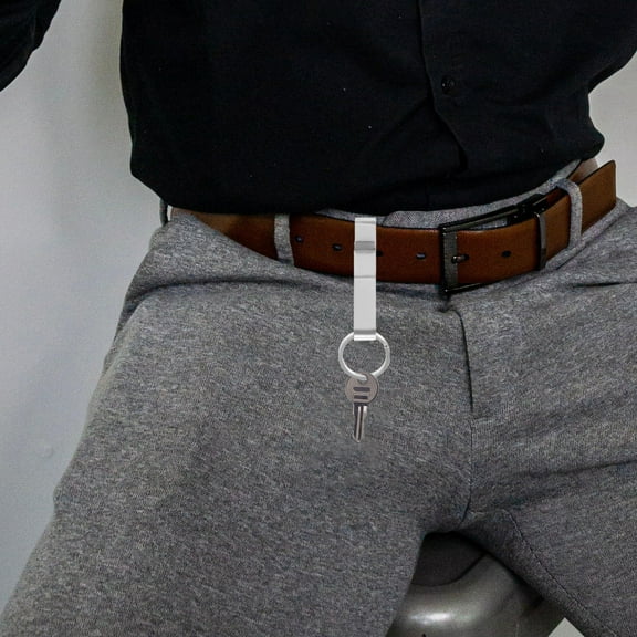 GOOHOCHY Keychain Men Silver 1Set Trapezoidal Key Holding Belt Attachment