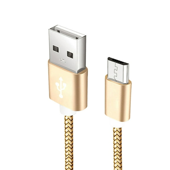 GOOHOCHY Micro USB Nylon Braided USB Cable Charging Cable Cord Extra Long Tangle- Cable for (Gold)