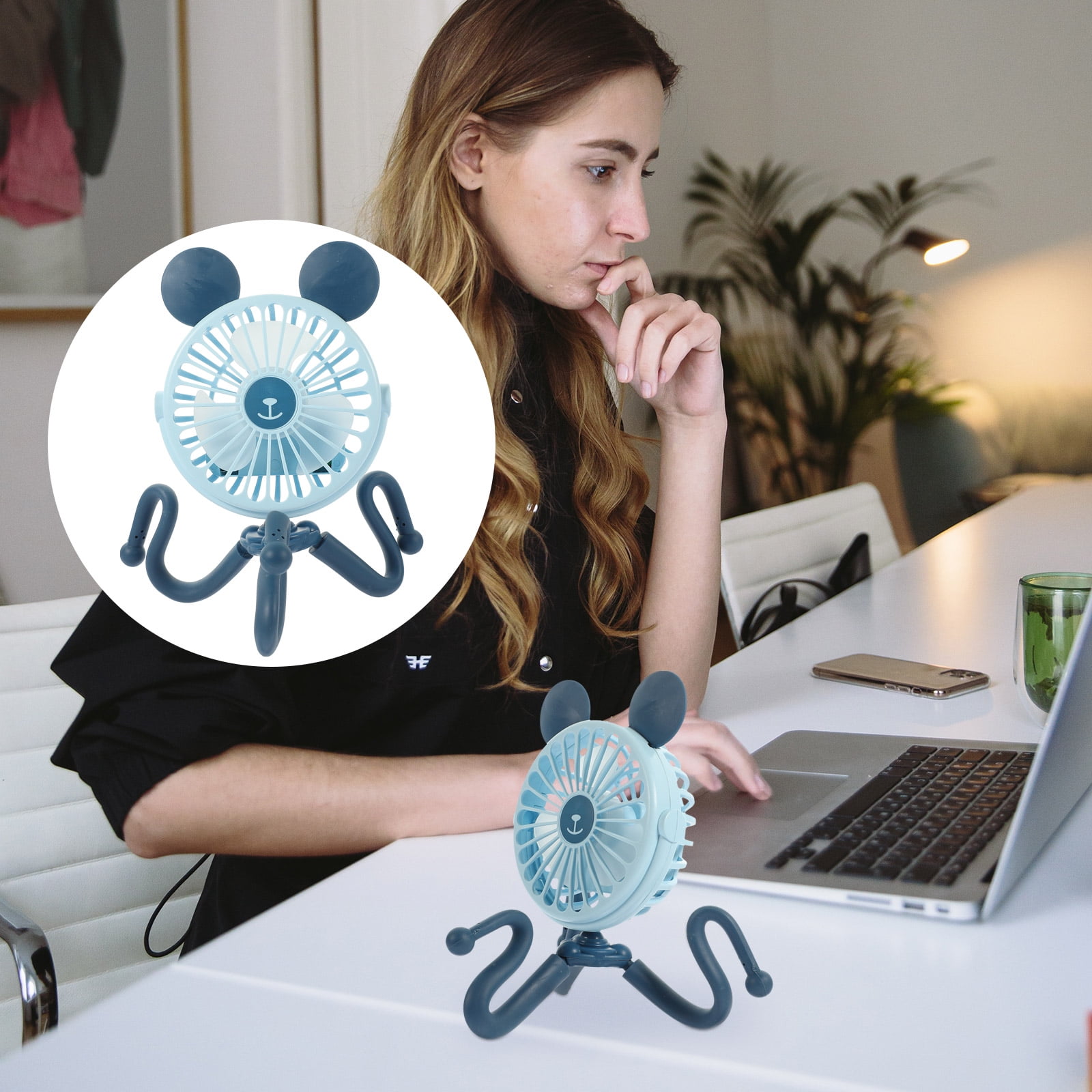 GOOHOCHY Mini Baby Stroller Fan Rechargeable Fan Office Desk Fan Portable Fan for Travel