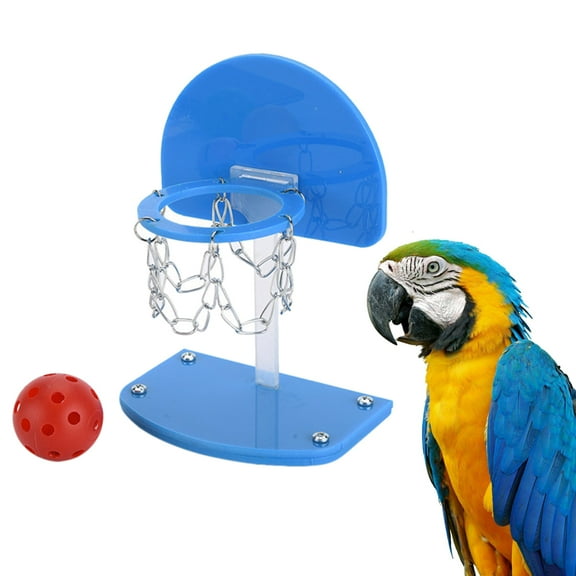 GOOHOCHY Mini Basketball Set Basketball Game Desktop Table Basketball Games Fun Sports Toy for Parrot Size L (Blue)