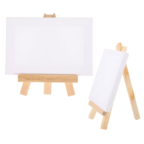 GOOHOCHY Mini Canvas and Easel Set for DIY Arts with Wood Material Beige Color Suitable for Home Office 2 Sets