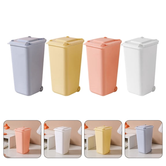 FUTUREORYY Mini Garbage Can Plastic 4Pcs 6.3x3.9x2.6In