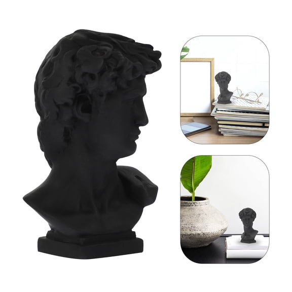 GOOHOCHY Mini Resin Statue Artificial Thinker Bust Retro Decor Black