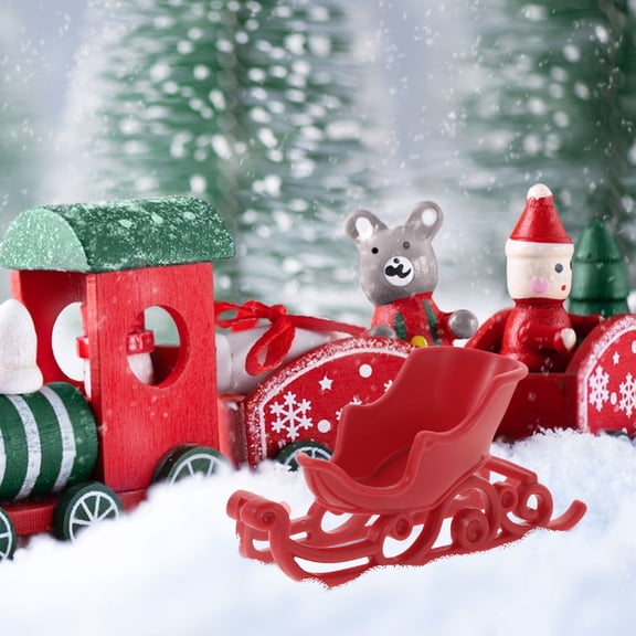 GETAJGHSD Red Plastic Christmas Sled Ornament for Holiday Party and Desk Decoration