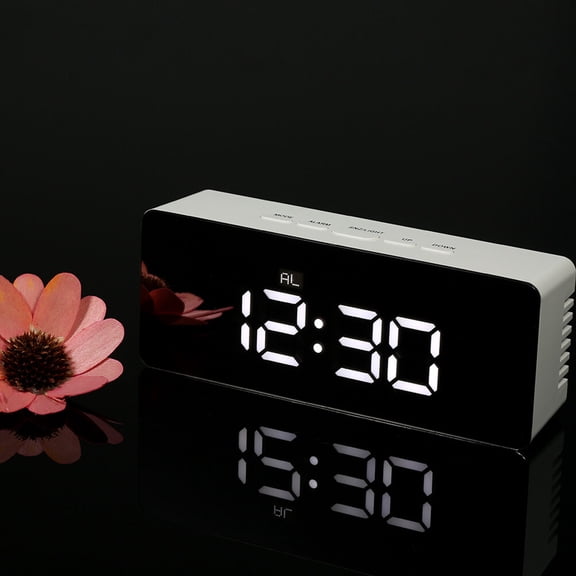GETAJGHSD Multi-Function USB Alarm Clock White Mirror LED Clock with Buzzer and Snooze