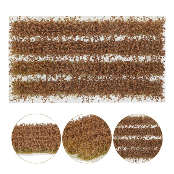 GOOHOCHY Static Grass Plastic Static Wheat Grass Model Light Brown 4 Strips per Box Landscape Decor