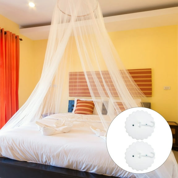 GOOHOCHY White Mosquito Net Holder Hook with PU Cup, Easy Ceiling Mount for Insect Netting and