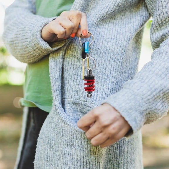 GOOHOCHY Motorcycle Keychain Shock Absorber Key Ring Portable Keychain for Men Car Keychain Pendant Motorcycle Keychain Model Spring Key Holder