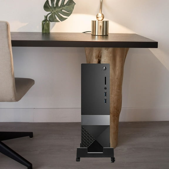 GOOHOCHY  Movable Computer Tower Bracket Stand Adjustable Laptop Riser Mainframe Black