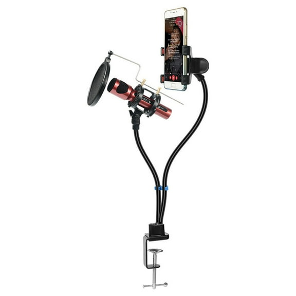 GOOHOCHY Multi-function Universal Fexible Mobile Phone Stand Holder Adjustable Table Recording Mic Microphone Bracket Cell Phone Microphone Mount