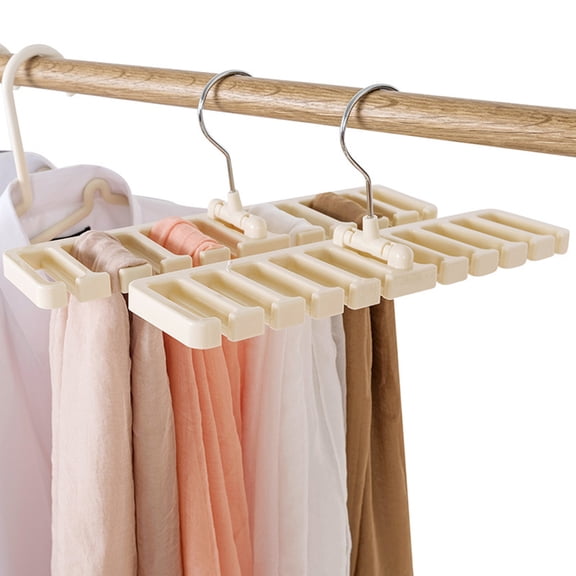 GOOHOCHY Multi-Functional Storage Rack for Scarves, Ties, Belts - Hanging Organizer with Finishing Frame, Beige