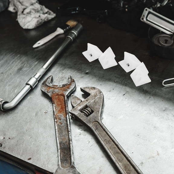 GOOHOCHY OUNONA 100pcs Plastic Drawer Bracket Wedges with Screws Angle Code Wedges for Cabinet Bottom Support and Furniture Reinforcement