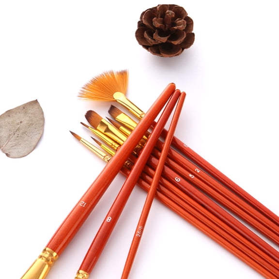 GOOHOCHY Orange Plastic Paint Brushes with High-quality Synthetic Fibers for Painting Use 10 Pieces Various