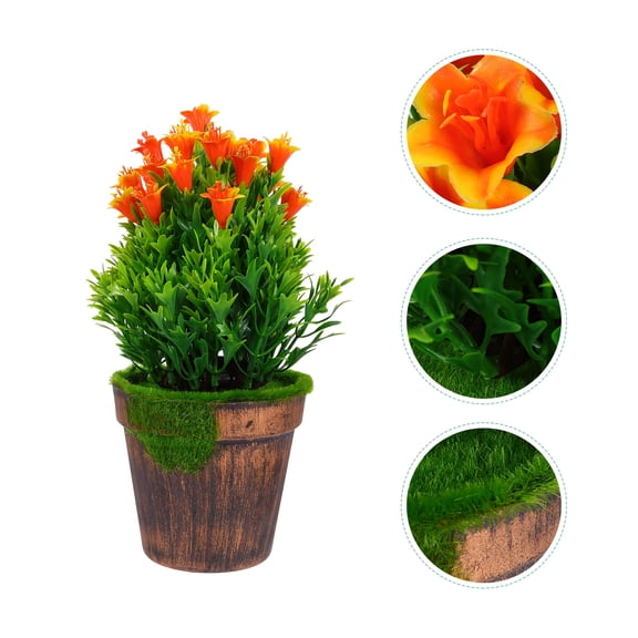 GOOHOCHY Orange Small Plastic Plant for Home and Office Decoration with Realistic Leaves, No Watering Needed, and Easy Care
