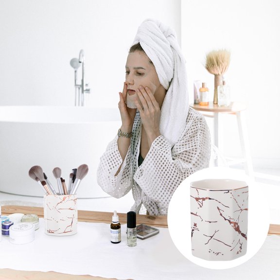 GOOHOCHY Marble Pen Holder Organizer, Practical Pencil Cup Container for Desk, Stylish and Stationery Storage