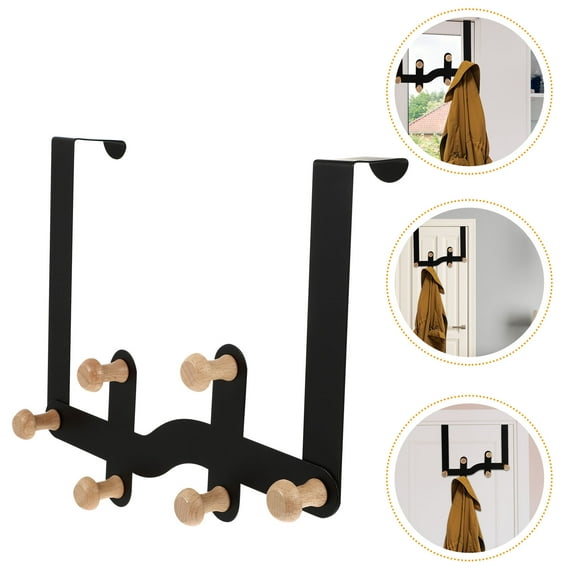 GOOHOCHY Over-the-Door Storage Organizer with 6 Durable Hooks, Black Synthetic Material and Iron Construction