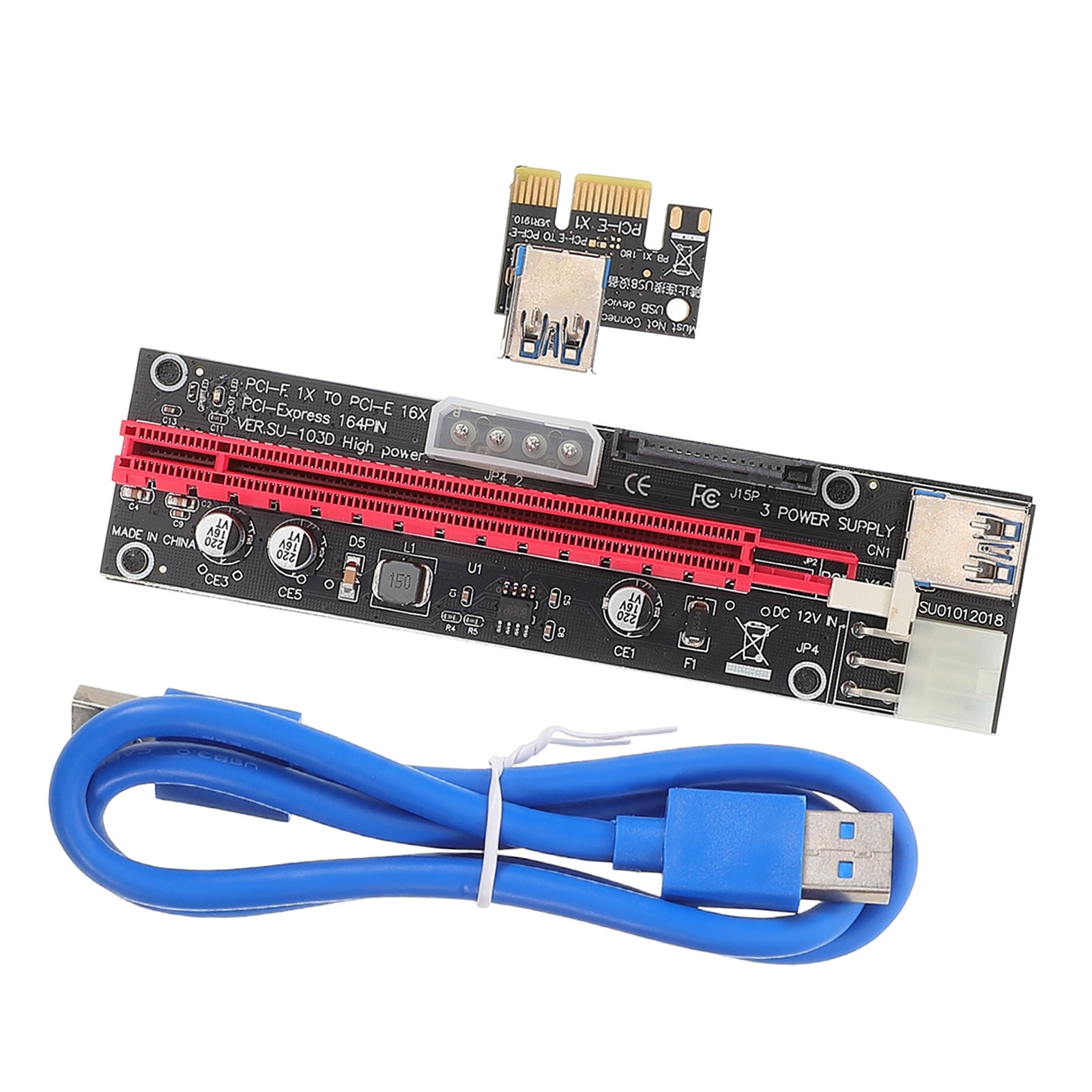 GOOHOCHY PCI-E Riser Card 1X to 16X USB Extension Cable Power Cable and ...