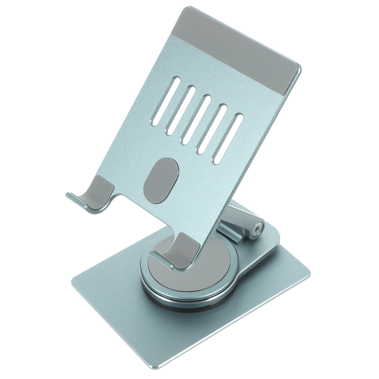 FUEENIRVA Adjustable Grey Aluminum Phone and Tablet Holder with 360° Rotation, Desk Stand for Smartphones and Devices