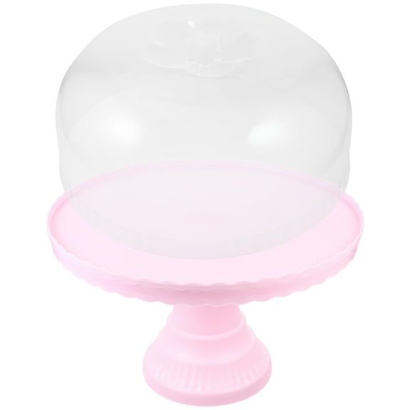 GOOHOCHY Pink Cake Stand with Dome Made of PP for Home Use and Parties Large Capacity and Stable .84 inches