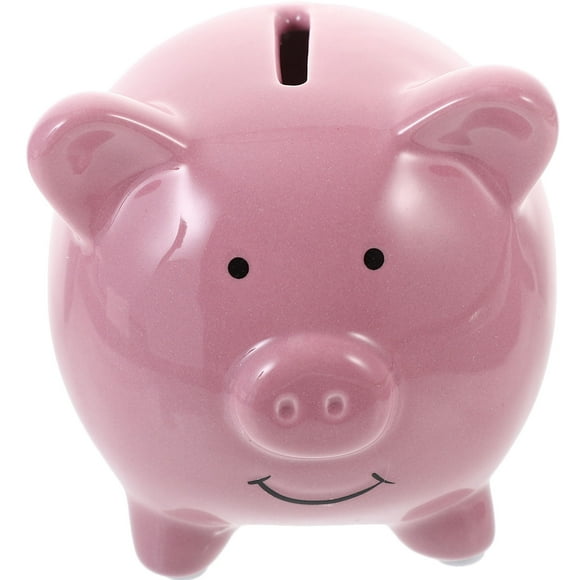 GOOHOCHY Pink Ceramic Piggy Bank for Decor Multi-functional Coin and Bill Storage 6.3 Inches