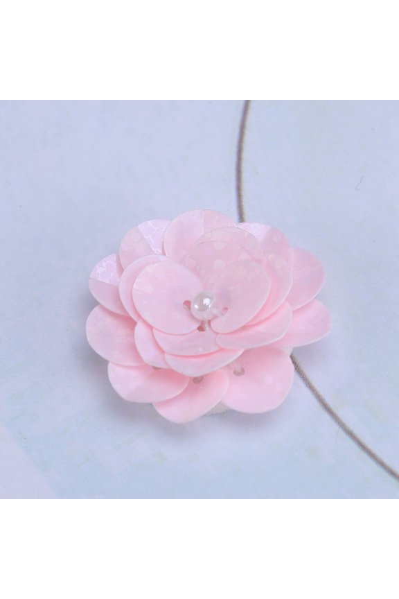 Pink Handmade Cloth and Sequin Flower Embellishment for Dress Shoe Decor Clothes Bag Accessory 3D