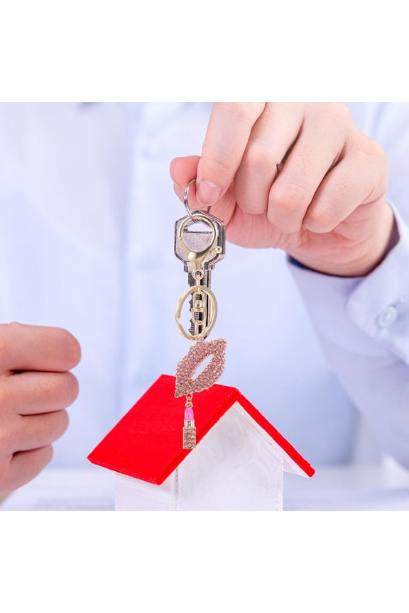 Pink Lip Keychain Stylish Charm with Rhinestones for Handbags