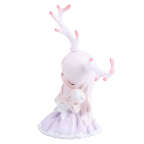 HINTRMENT Deer Tabletop Statue Pink Resin 1Set