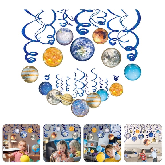 GETAJGHSD Outer Space Birthday Decorations Universe Planets Spiral Whirls Cards Assorted Color 1 Set