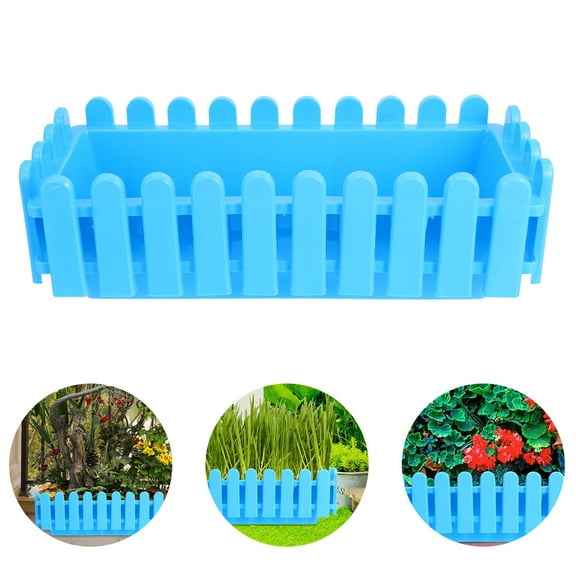 GOOHOCHY  Plastic Flower Pot Fence Garden Edging Pots Planter Fences Plants Blue