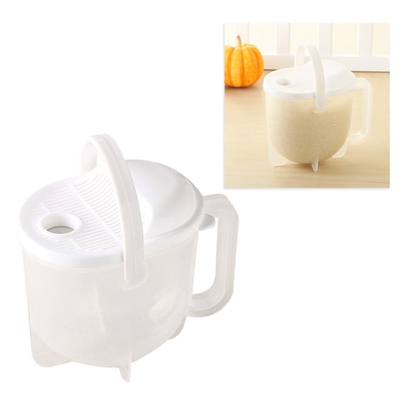 GOOHOCHY Plastic Rice Washer Strainer for Easy Washing and Draining Rice at Home, White, Lightweight Design