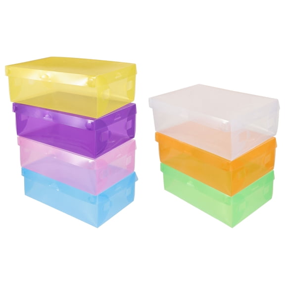 GOOHOCHY Plastic Shoe Storage Boxes Stackable Sneaker Organizer in Assorted Colors for Home Use 7 Pieces
