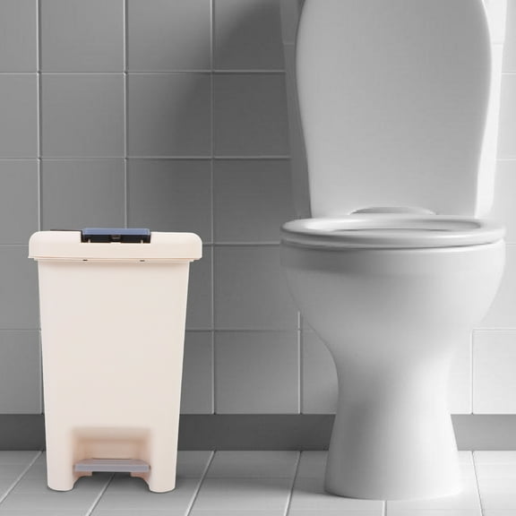 GOOHOCHY Plastic Step-On Trash Can With Lid Foot Pedal Kitchen Garbage Bin Waste Basket Container For Bathroom Kitchen Office Bedroom 8l